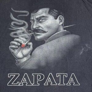 Vtg Y2K Emiliano Zapata Graphic TShirt Mens XL Faded Black Chicano Mi Tierra